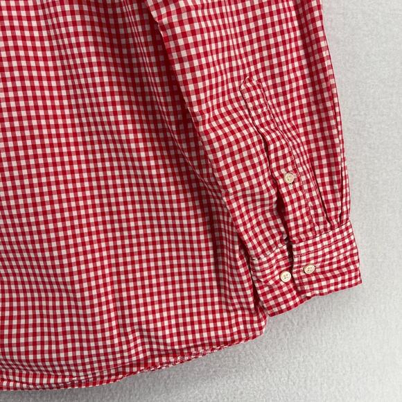 UNIQLO Shirt Mens L Gingham Check Button Up Long Sleeve Woven Cotton Red - Picture 9 of 15
